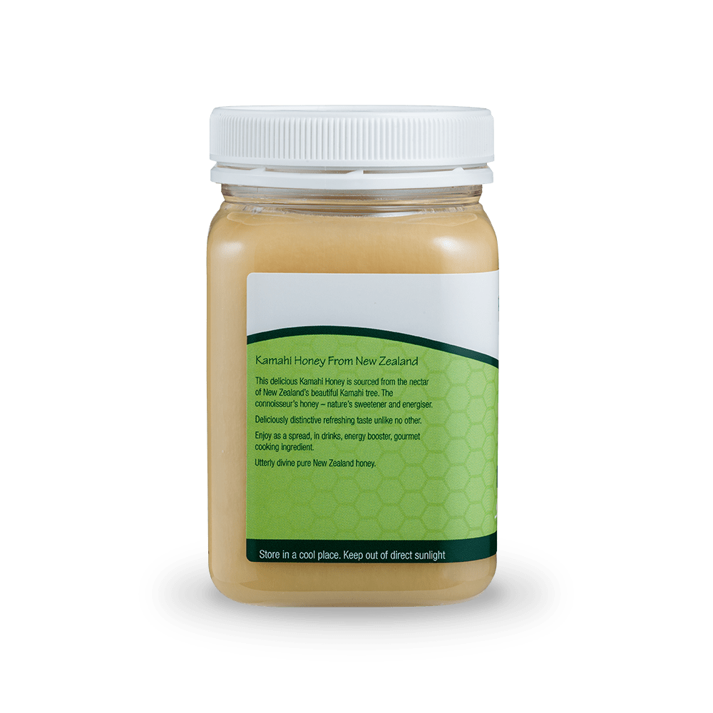 SummerGlow Kamahi Honey 500g Pottle, left view